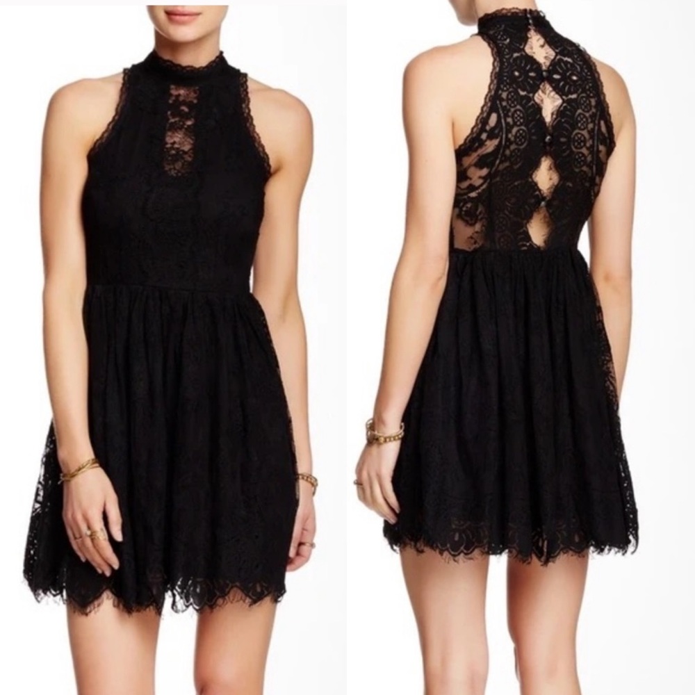 Free people Verushka black lace mini dress